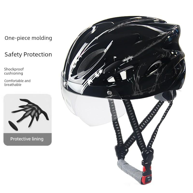Bicycle Riding Helmet, Color-Changing Magnetic Goggles, Adult Men's and Women's Mountain Bike, Road Bike Safety Helmet, Takeaway Helmet
