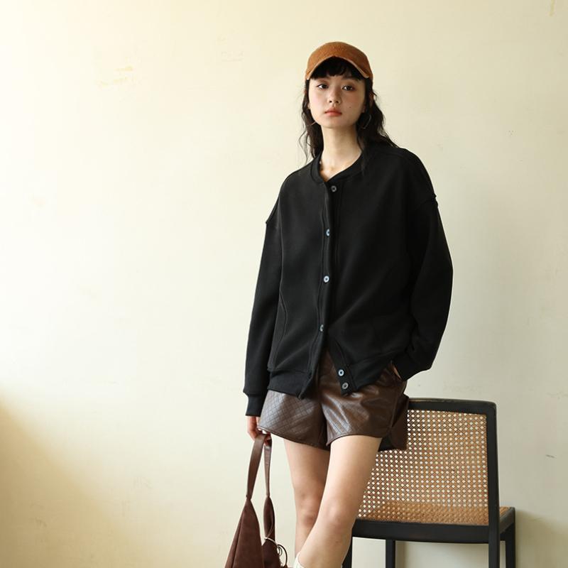 Vintage Women Soft Cropped Bomber Jacket 2025 Female Spring Autumn Woolen Cloth Jacket Woman Fashion Short Coats