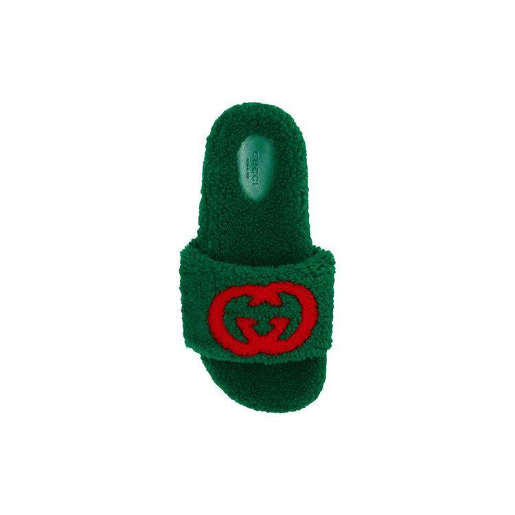 Gucci Interlocking Slide Slippers Women's Green 646225 D0L00 3155