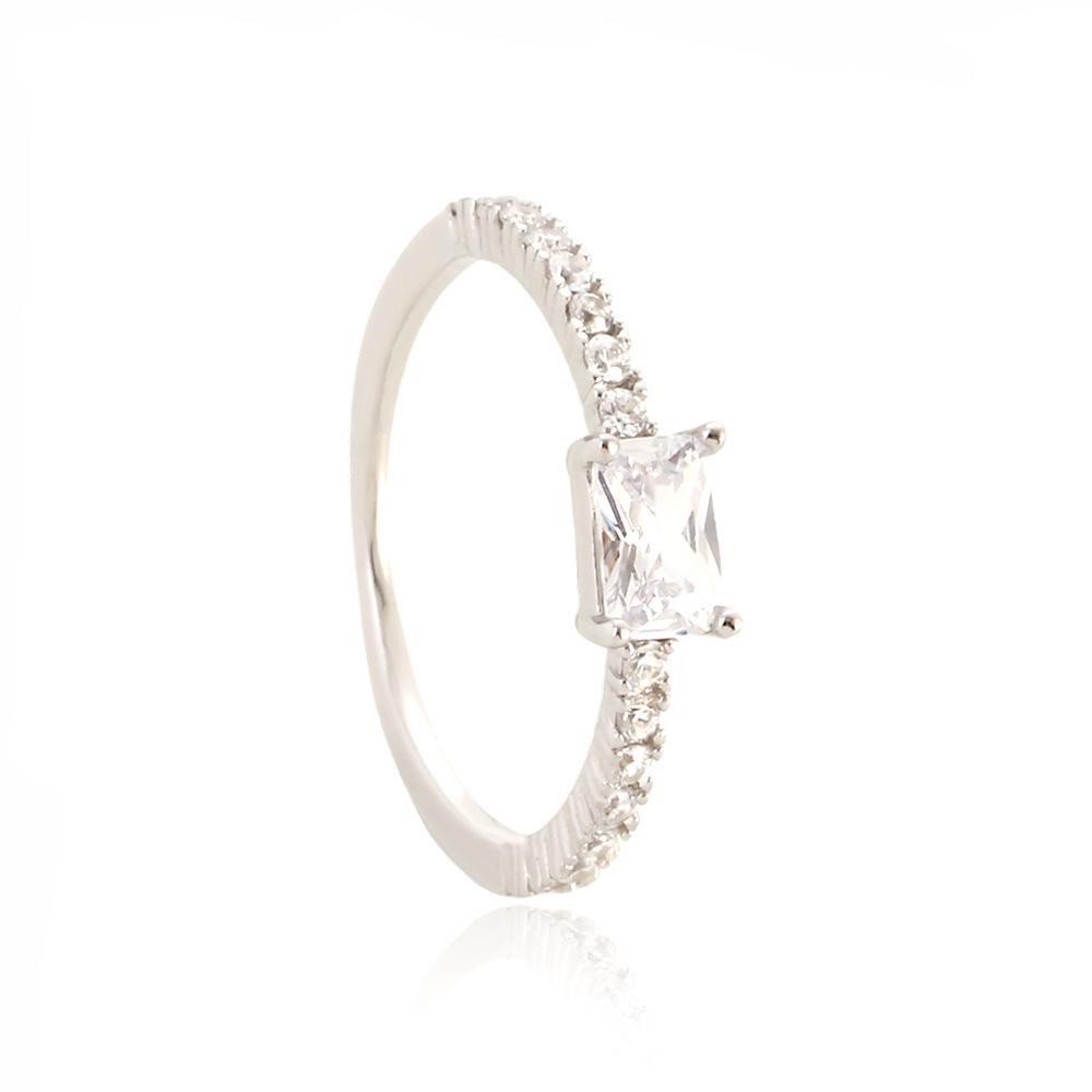S925 Sterling Silver Zirconia Paved Wedding Ring - High-End Gift for Girlfriend or Anniversary Size 6