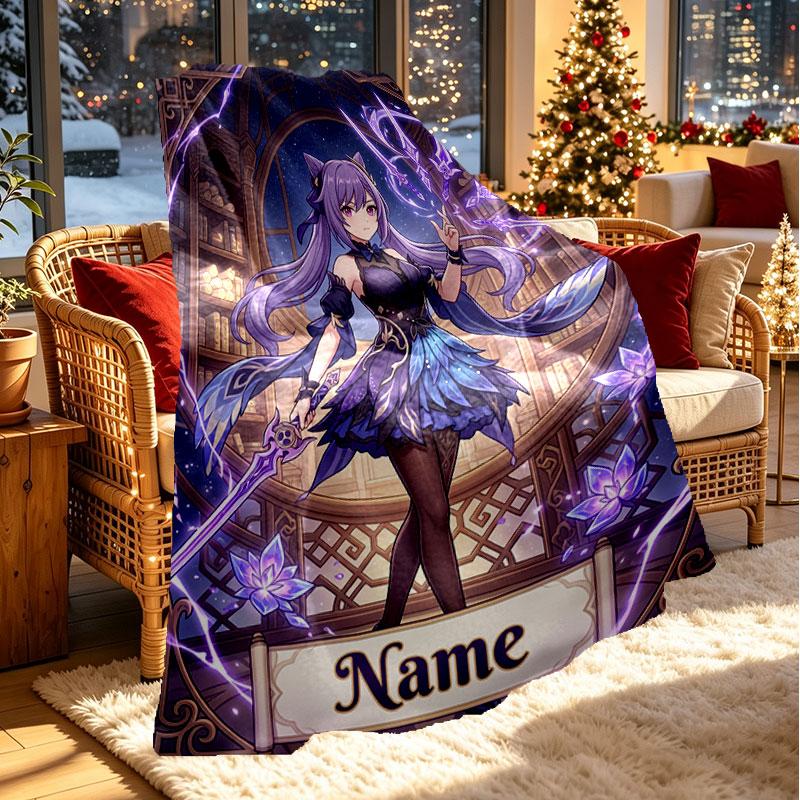 Custom Name Personalized Genshin Impact Print Blanket, Home Decor, Bedroom, Sofa, Camping, Couch, Gifts for Birthday Christmas