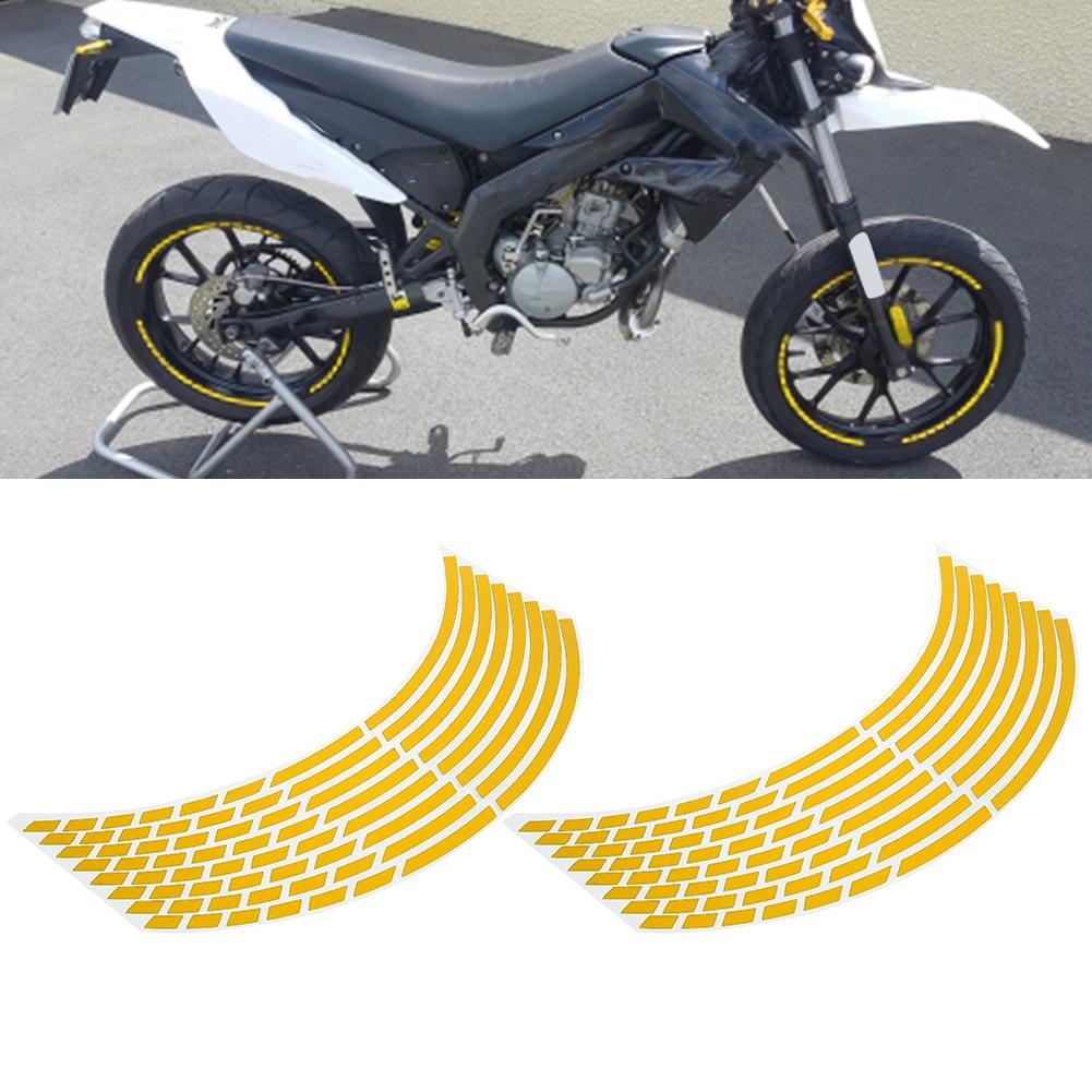 16 Stück Fahrrad Motorrad 16 18 Zoll Reflektierende Radstreifen Aufkleber Dekoration Zubehör(Gelb)