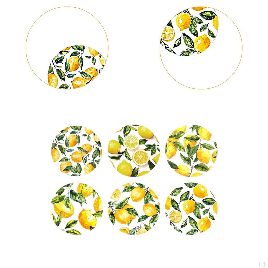 6 ks Tepelně izolační podložky pod hrnky Barevný vzor Podložky pod šálky s potiskem Opakovaně použitelné Kulaté podložky pod nápoje