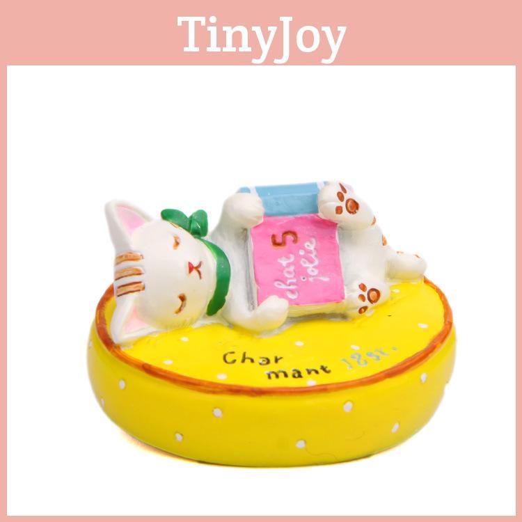 On Lying Cat A Cushion Reading A Book Resin Figurine For Living Decor Room