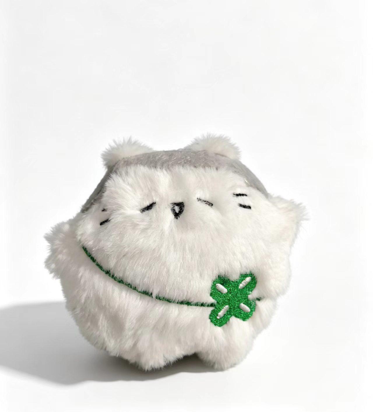 Cute Chubby Little Cat Egg Doll Four Leaf Clover Little Cat Doll Plush Pendant Backpack Pendant Keychain Gifts for Boy and Girl