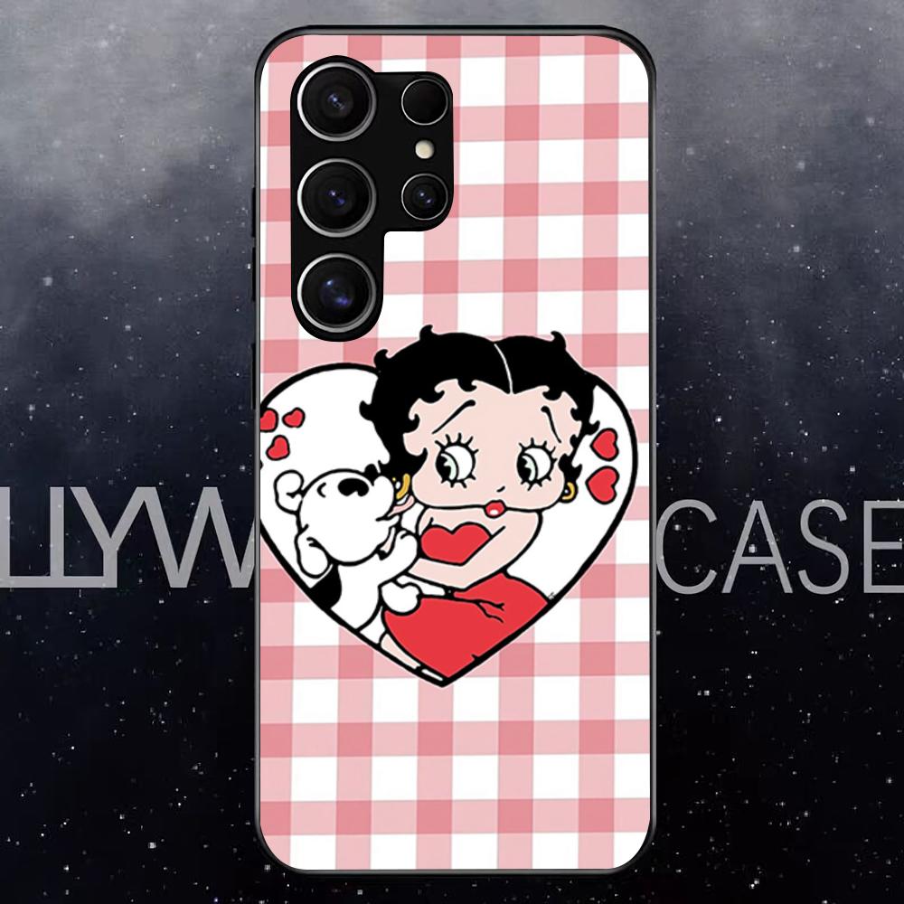 Betty Beautiful B-boop Phone Case For Samsung S25 Edge Ultra S23 S22 S21 S20 Ultra Plus S24 Fe A54 A53 A25 Glass Cover