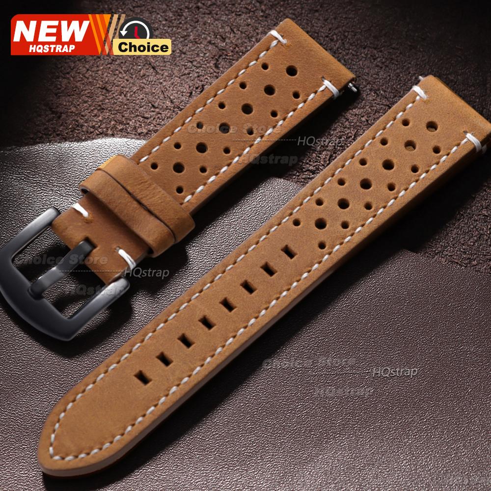 18/19/21/24mm 20/22mm Perforated Breathable Watch Strap for Seiko Bracelet for Rolex Band Smartwatch Leather Men Women Wristband