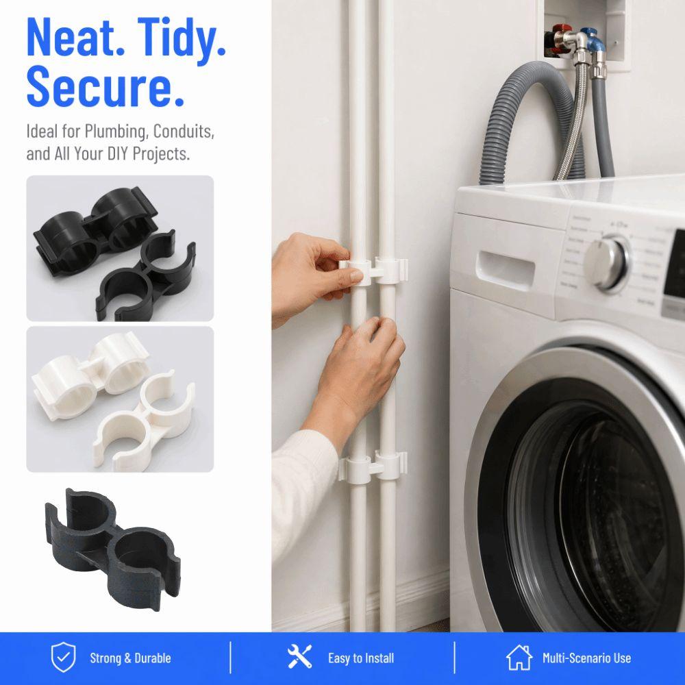 10Pcs 20/25/32mm Twin Plastic Pipe Clamp Double-ended Tube Clips Dual Pipe Clip  Garden Tool