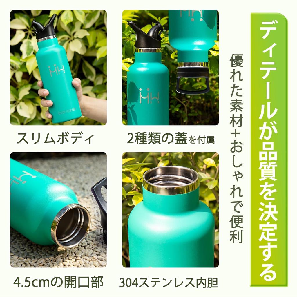 BOONSHAK 1000ml Stainless Steel Water Bottle, Keeps Drinks Hot or Cold, Carbonated, Opens with One Hand, Large Capacity, 1 Liter Capacity, Integrated