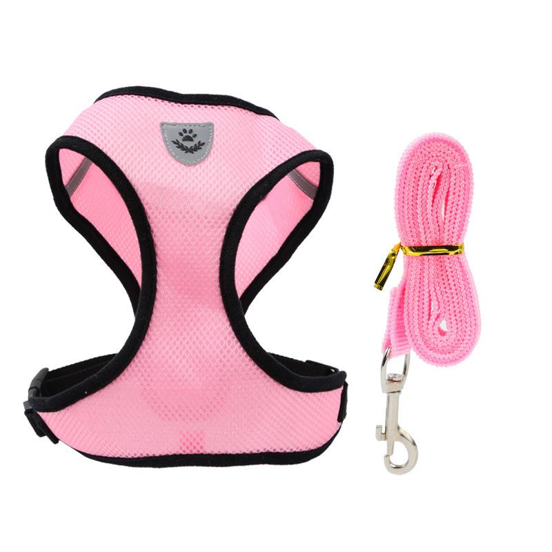 

Pet chest strap vest type small and medium-sized dog Bichon Teddy walking dog rope anti-break free breathable mesh leash M [Recommended 6-4.5kg]