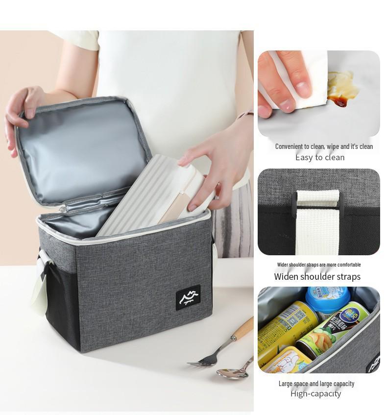 Color Block Insulated Shoulder Bag for Outdoor Camping - Thick Ice Pack & Lunch Box Preservation Bag
