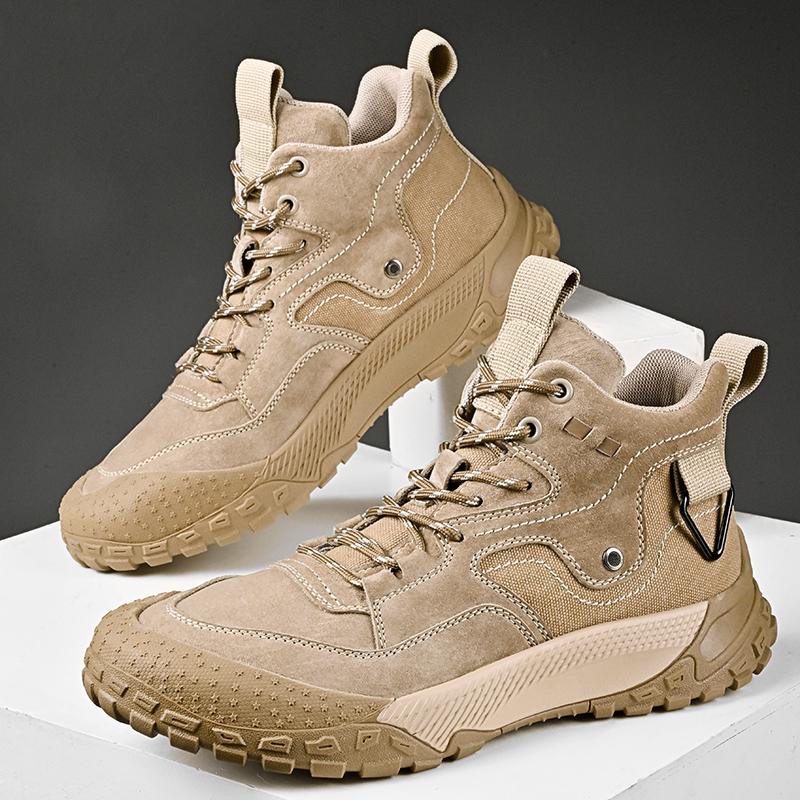 Fashion Men Genuine Leather Snow Boots Man Winter Anti Slip Plush Indoor Warm Cold Proof Boots High Top Lace-Up Outdoor Sport Work Boots