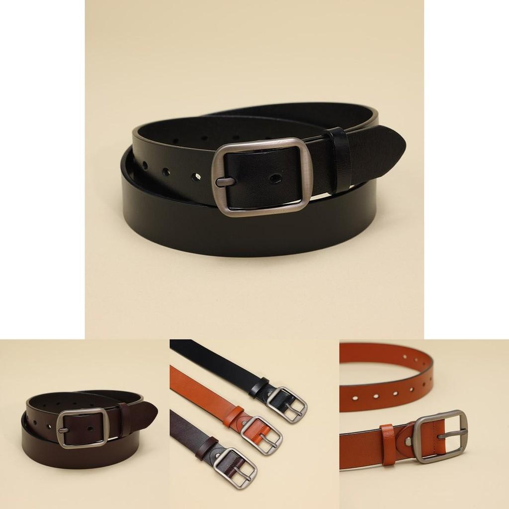 Genuine Leather Belt For Men And Women Business Casual With Round Buckle For Office Wear