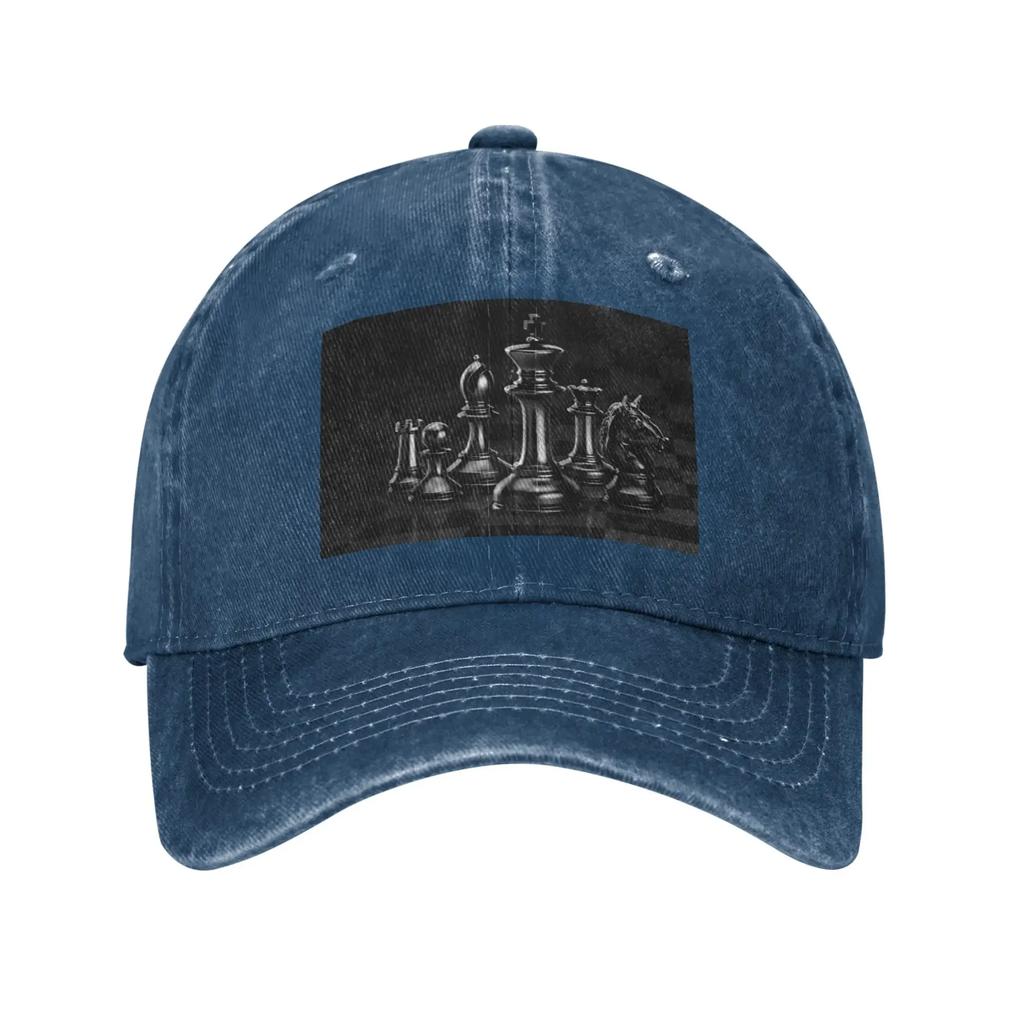Black King Chess Thechessboard Denim Fabric Cap Casual Baseball Caps Adjustable Hat Summer Unisex Baseball Hats