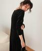 Titibait Velour Long Sleeve Dress AGXN2293 Medium Black Women's