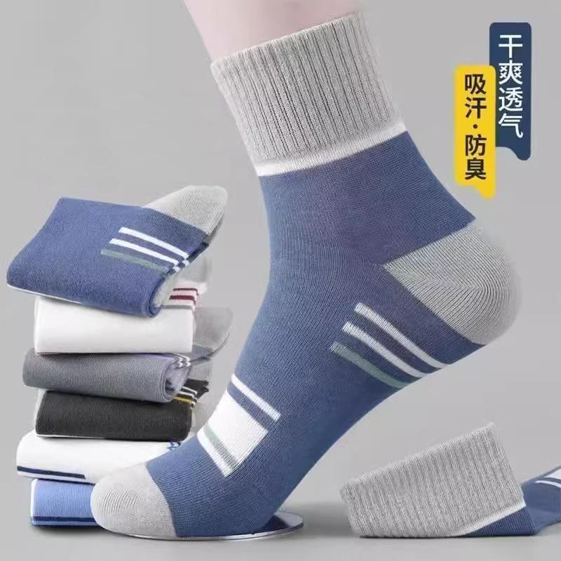 Men's Summer Sports Socks - Breathable, Sweat-Absorbent, Deodorant, Casual Mid-Tube for All Seasons
