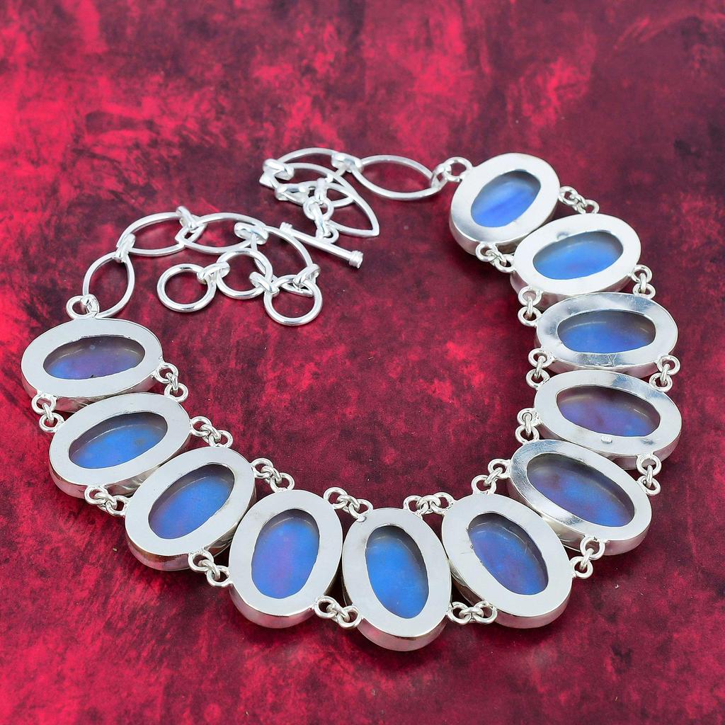 Mystic Opal Gemstone Handmade Necklace, 925 Solid Sterling Silver Adjustable Chain Necklace Dainty Jewelry For Thanksgiving