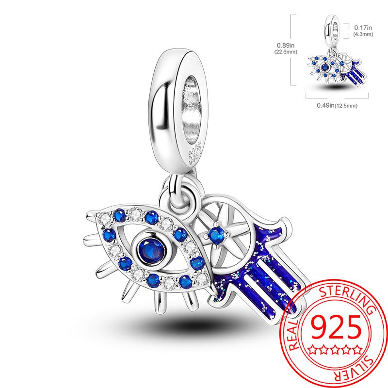 Mysterious Copper Love Evil Eyes Celtic Knot Palm Pendant Beads Safety Clip Fit Brand Bracelet Premium Gift Diy