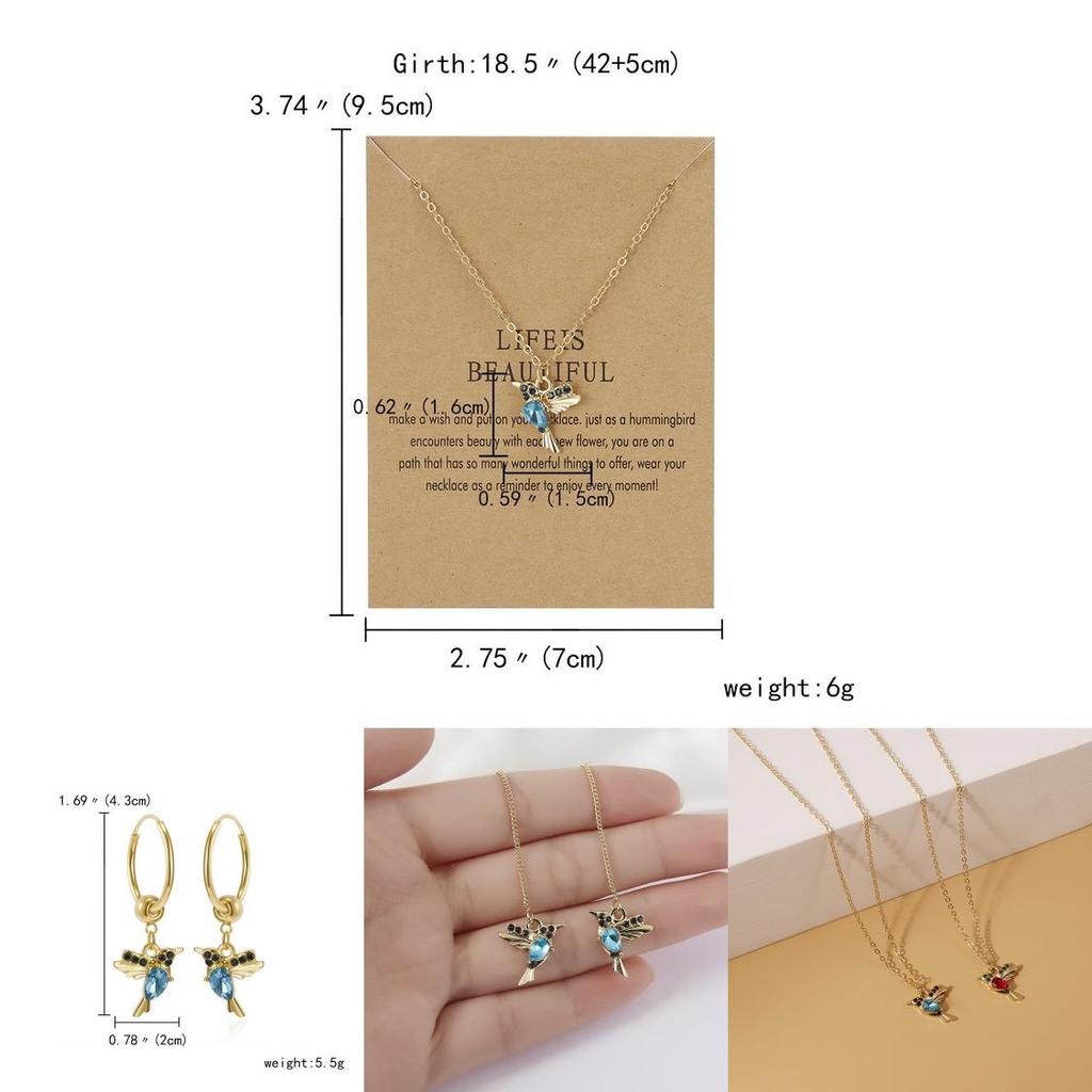 Hummingbird Animal Earrings With Rhinestone Decor For Unique Party Wear