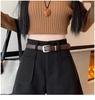 Women's High-Waist Woolen Shorts: Slimming, Casual Wide-Leg Bootcut Pants for Autumn/Winter 2024 in Small Sizes.