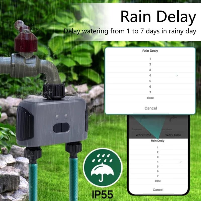 Double Port Water Timer Automatic Watering System Remote Control Irrigation Timer for Garden Greenhouse Sprinkler Timer