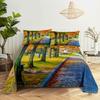 Scene Bed Sheet and Pillowcase Set Bedding Linens Cover Queen King Double Size 220x240 Trees for Bedroom Soft Twin Full Single