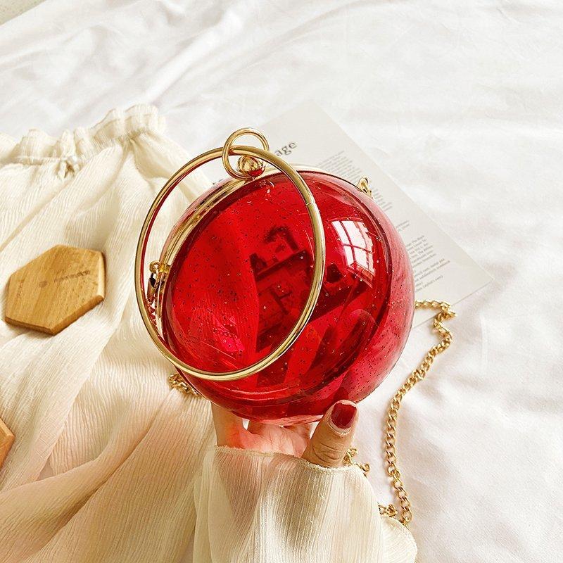 Bags transparent bag women's acrylic 2025 new Korean version versatile spherical chain girl shoulder messenger bag