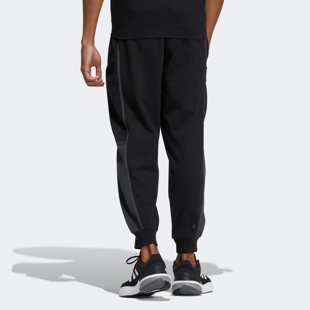adidas Knit Warm Pants With Embroidered Stripes And Drawstring Cuffs Men Bottoms Black HN8960