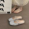 Premium silver bag head half slippers women's shoes wear new spring gentle Mary Jane single shoes