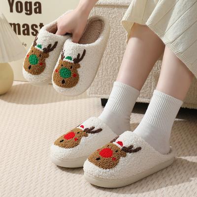 Home Cute Cartoon Christmas Slippers Home Indoor Warm Elk Cotton Slippers Winter
