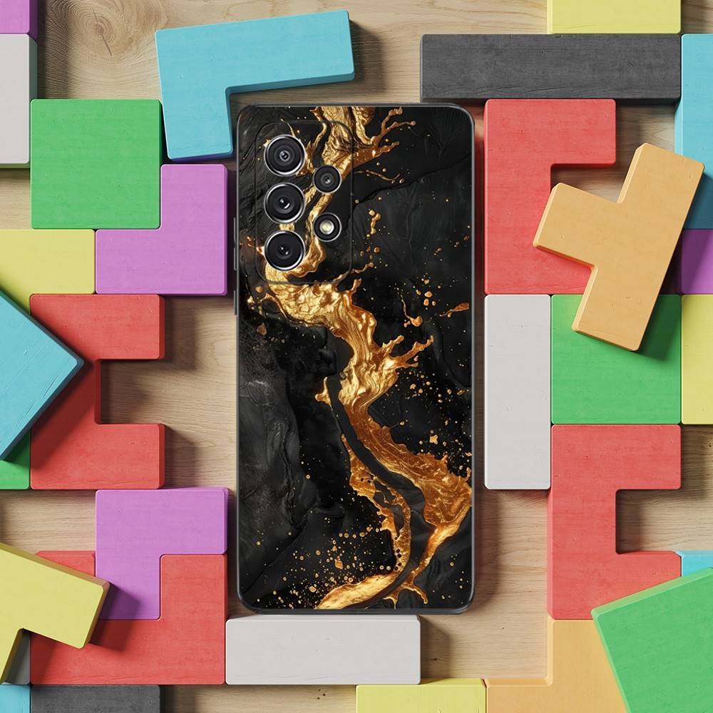 Black Gold Art Marble Phone For Samsung S22,S25,S24,S23,Ultra,FE,Plus,S21,S20,S10,S9,Lite,Soft Silicone Black
