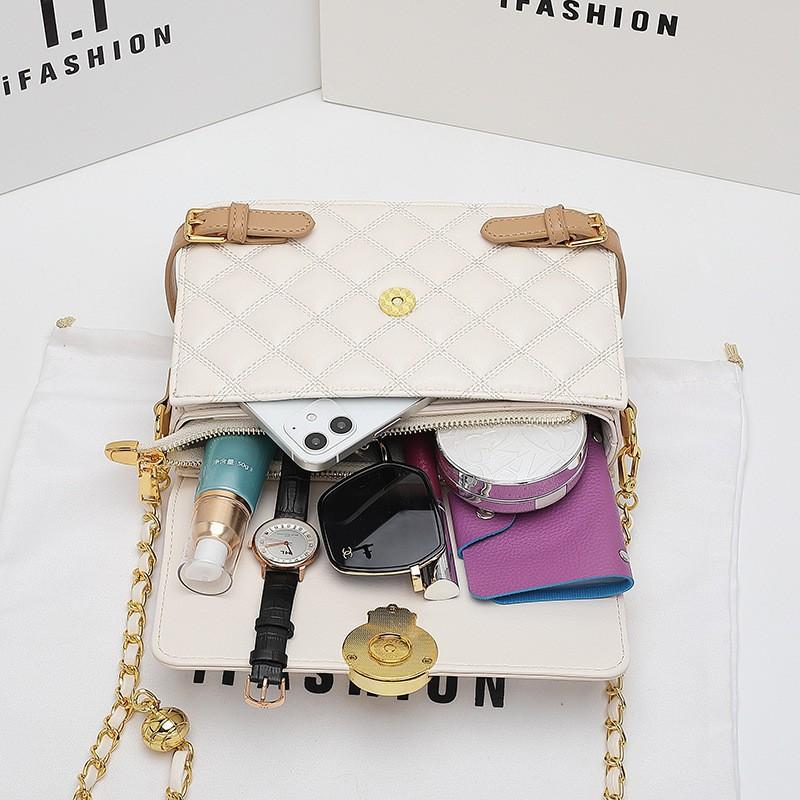 Bags Women's  Style Diamond-grid Chain Bag Niche Design Portable Square Single-shoulder Cross-body All-matching Fashionable