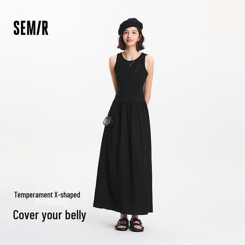 

Semir Women s High-Waisted Patchwork Sleeveless Long Dress L