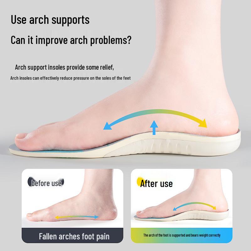 Arch Support Insoles for Flat Foot Correction and Shock Absorption - Unisex Pronation/Supination Corrector Pads