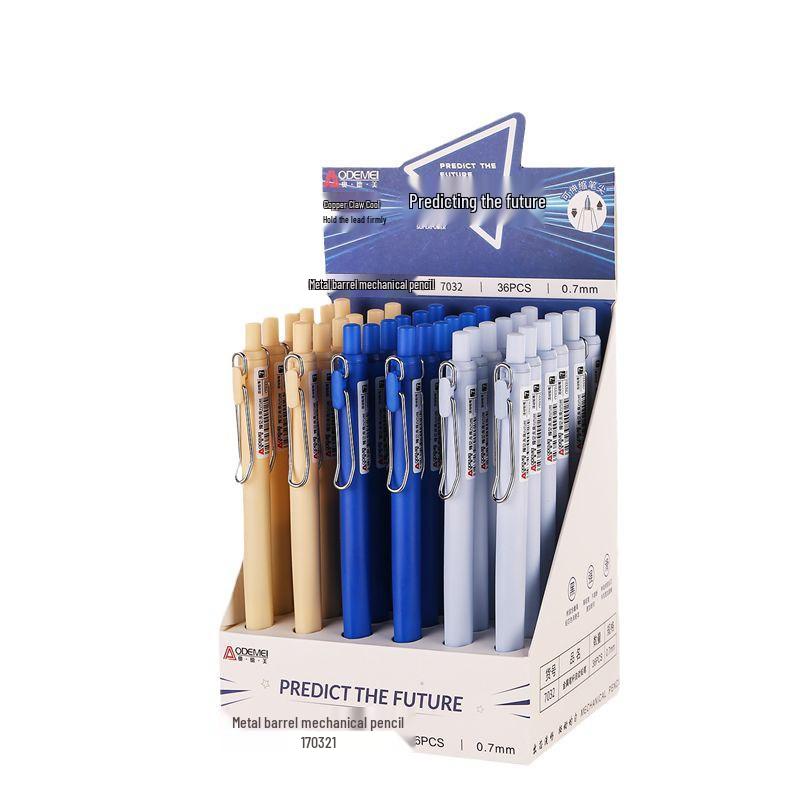 Metal Barrel Automatic Pencils, 36-Pack, with Copper Clip, Push-Button, 0.5mm & 0.7mm for Students