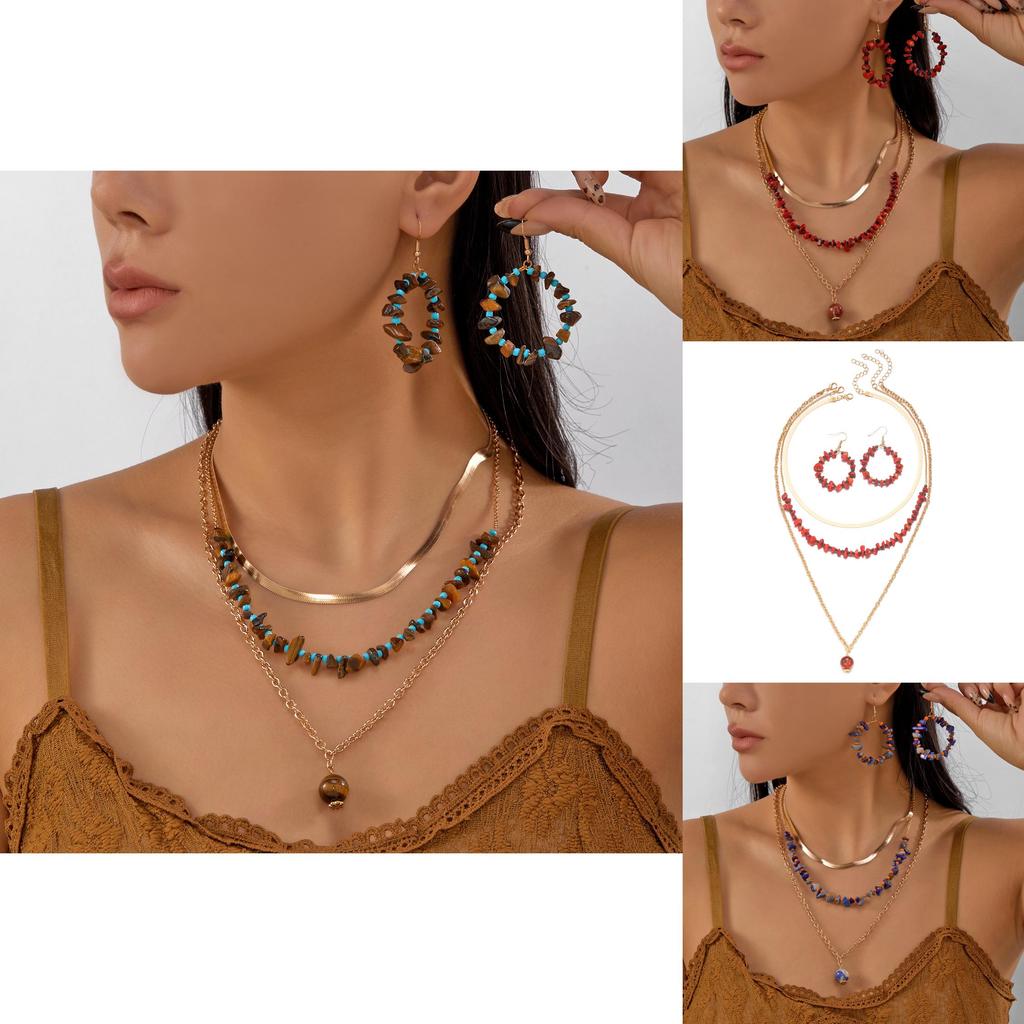 Modern Retro Pendant Jewelry Collection With Alloy Crushed Stone For Women