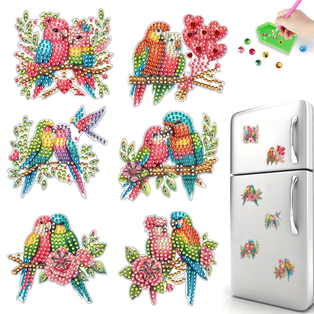 6Pcs Diamond Painting Refrigerator Magnet Bouquet Diamond Art Fridge Magnet Diamond Painting Fridge Magnet for Adults Beginners