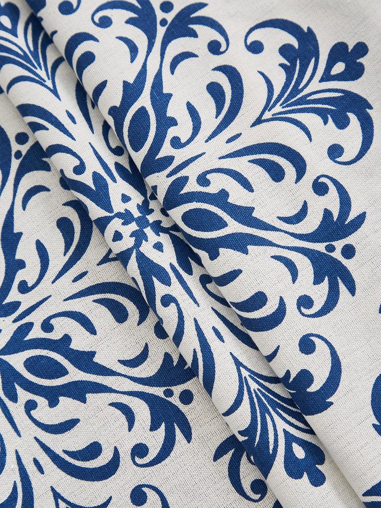 blue flower cotton linen texture tablecloth suitable for living room, coffee table, dining table fabric
