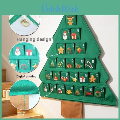 Aufbewahrungstasche in Weihnachtsbaumform mit 24 Taschen zur Wandmontage und für die Organisation im Studentenwohnheim