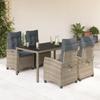 Vidaxl 5-Cz. Gartenmöbel-Set mit Kissen, Grau, PE-Rattan