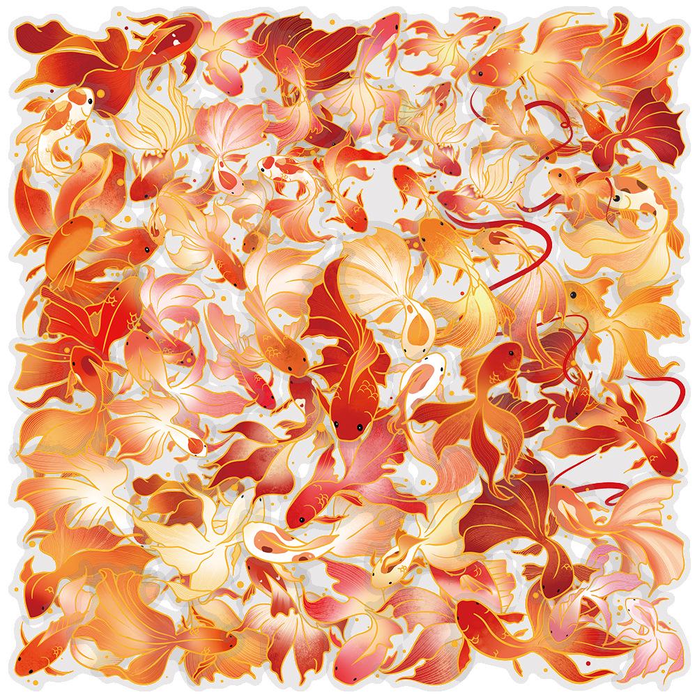 50 Koi Auspicious PET Waterproof Stickers – Transparent, Creative Gifts for Notebooks & Phones