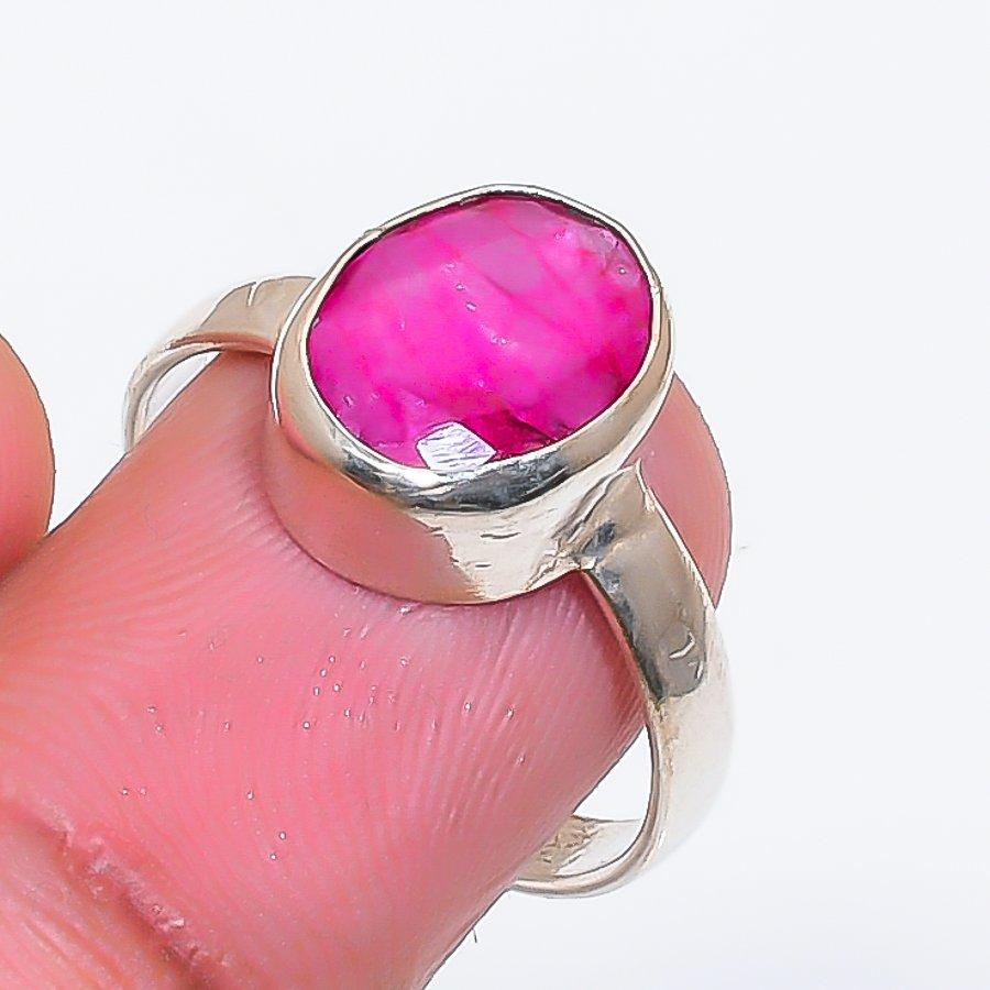 Natural Ruby(Simulated) Gemstone 925 Sterling Silver Jewelry Ring Size 8 ZS-1530