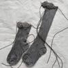 Lace Up Mid Tube Socks Ballet Style JK Lolita Stockings Breathable 3D Flower Stockings  Student