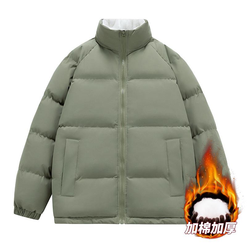 Solid color men's and women's winter bread clothes loose and warm Hong Kong style casual jackets men's fashion padded clothes