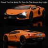 1:24 Lambo Revuelto Countach Toy Model Diecast Car Doors Opened Sound Light Pull Back Miniature Cars Fashion Ornament Collection