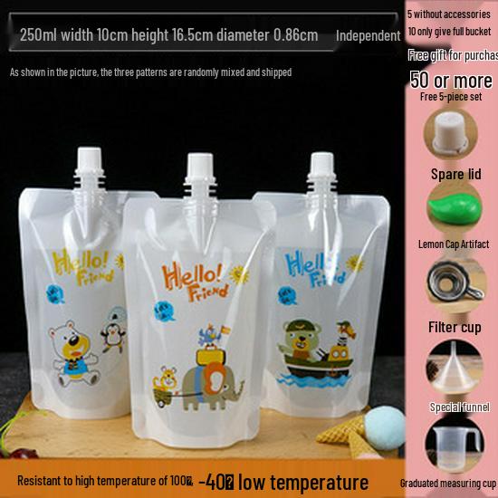 Disposable Transparent Spout Bag for Soy Milk, Chinese Medicine, Soup, or Beverages - Self-Standing and Convenient for Takeaway
