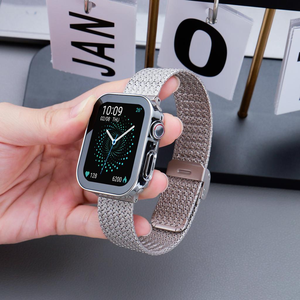 Metal Mesh Magnetic Clasp Band for Apple Watch Series 9/8/7/6/5/4/SE/Ultra 45mm 44mm 42mm 41mm 40mm 38mm 49mm Stainless Steel