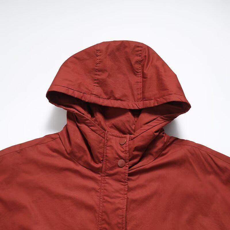 2024 Autumn Women's Fashion: European & American Style Hooded Long Sleeve Cotton Jacket - Versatile, Simple, Loose Fit in Five Colors.