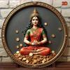 Vintage Lakshmi Metal Sign Round Wall Art Decor Wealth Prosperity Plaque
