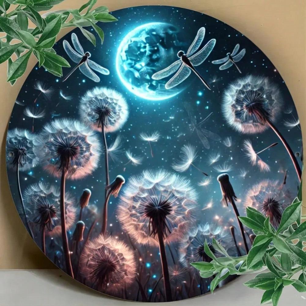 Vintage Dandelion Dragonfly Metal Sign Retro Wall Art Home Decor Gift